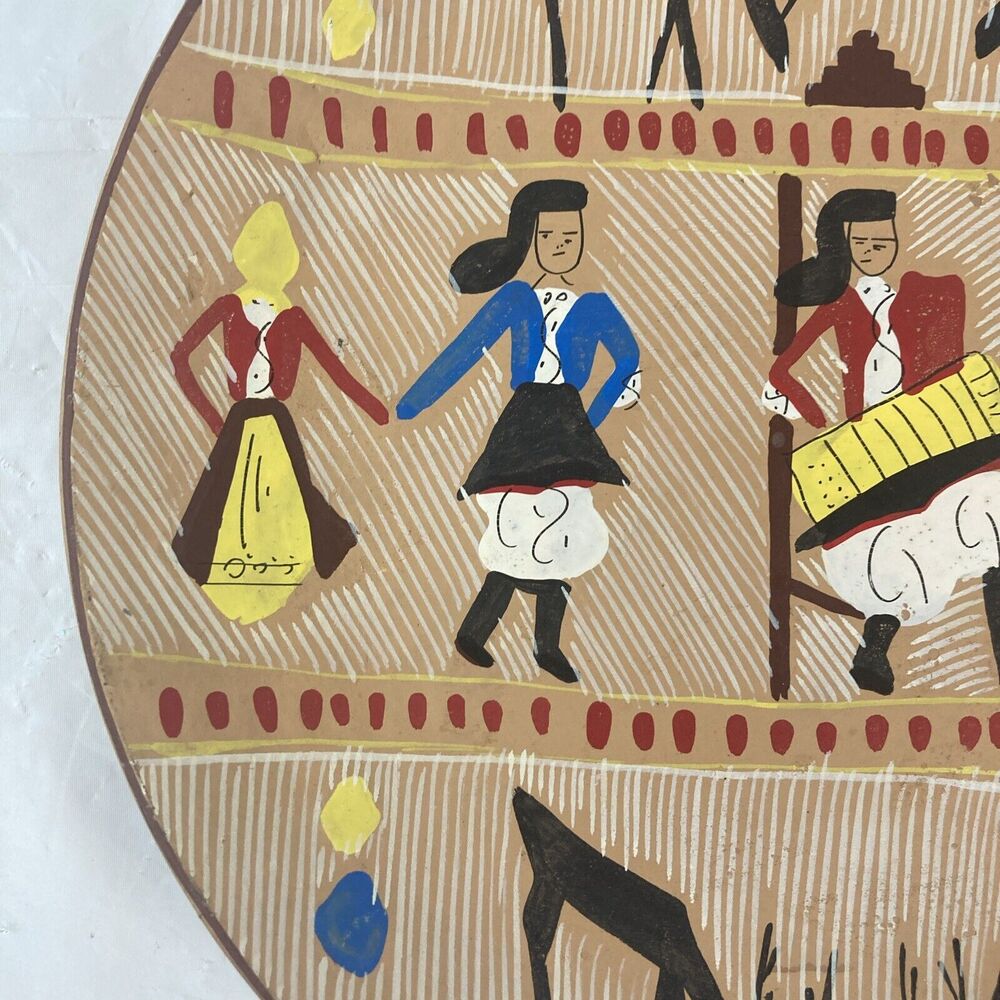 Decorative Plate Hungarian dancers Musician Deer abstract art vintage Decor 8” - Picture 6 of 9